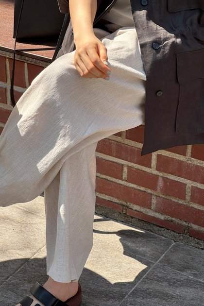 holic 5126 Linen Elastic Waist Slacks holic 5126 Linen Elastic Waist Slacks