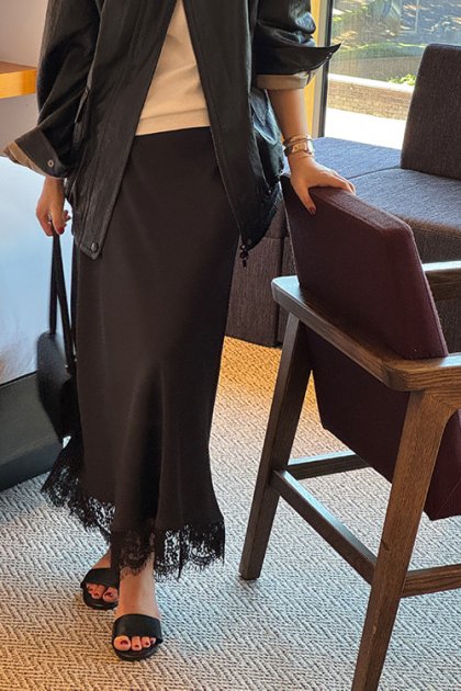 [made] HL satin lace skirt [NO.653]